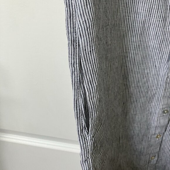 Tahari 100% Linen Shirt Dress Womens XS Stripe Coastal Beachy - Picture 7 of 9